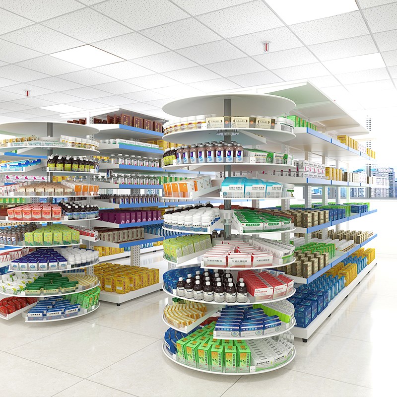 药店药架钢制西药展示货架开放抽拉医院药房诊所摆放单双面药盘架