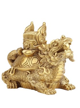 纯铜三元及第龙龟摆件龙龟背管帽 学习家居桌面创意装饰品摆件