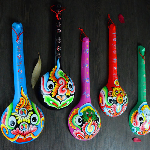 纯手工绘画京剧社火马勺脸谱长把马勺装饰挂件中国风装修酒店餐饮