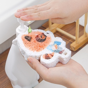 可爱浣熊木浆棉洗碗擦厨房木桨海绵擦块不沾油清洁洗碗布刷锅神器