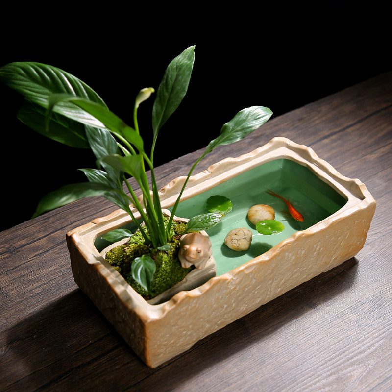 铜钱草水培花盆陶瓷大号特价清仓多肉盆栽盆创意水养绿萝水仙碗莲