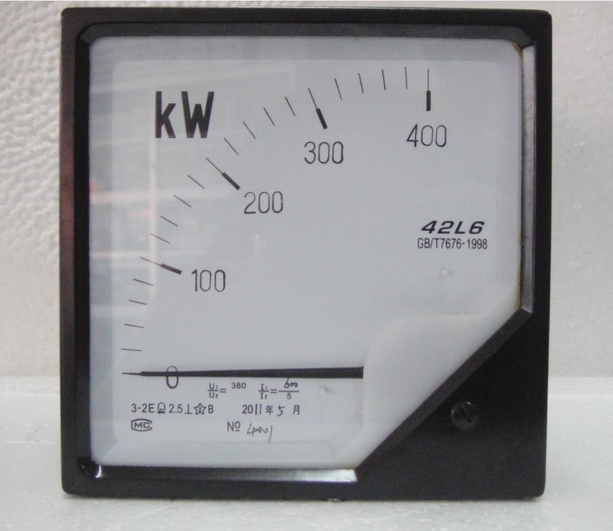 42L6安装式指针式功率表 单相三相功率表0-300  400 600KW板表