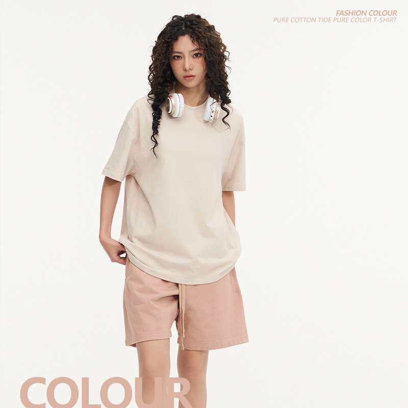 柄润服饰450G纯棉双股毛圈短裤男女复古五分裤女休闲宽松