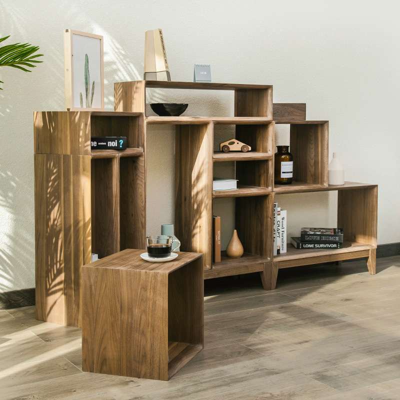 实木自由组合格子柜收纳柜日式书柜落地书架置物柜小书架储物柜