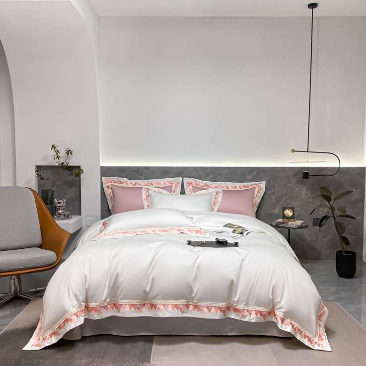 轻奢风200支匹马棉四件套全棉纯棉床单被套简约刺绣床上用品4件套