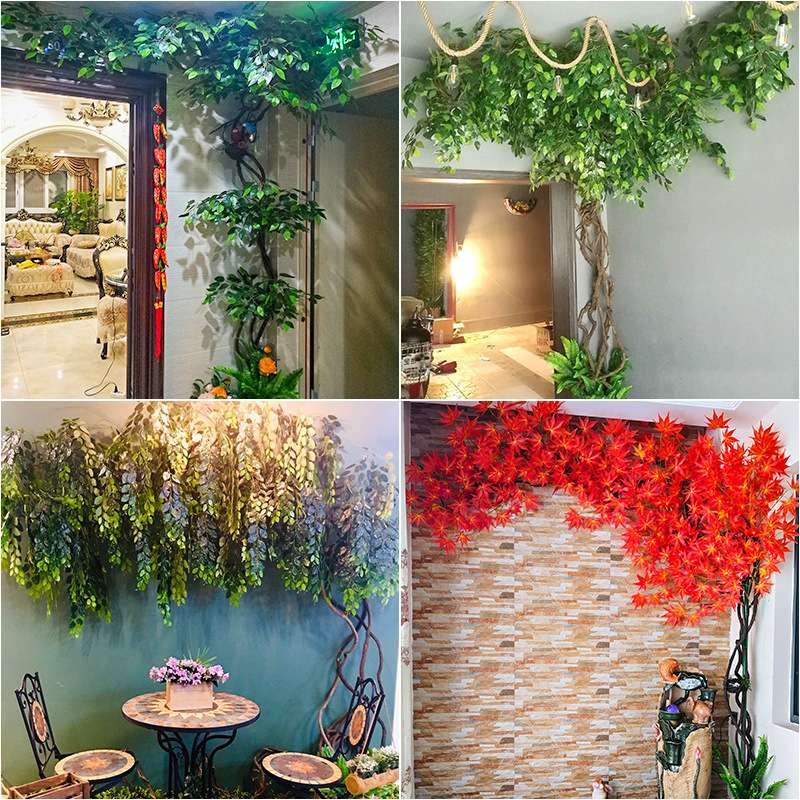 仿真树藤树叶树枝假叶子客厅室内绿植藤蔓假花藤条吊顶植物墙装饰