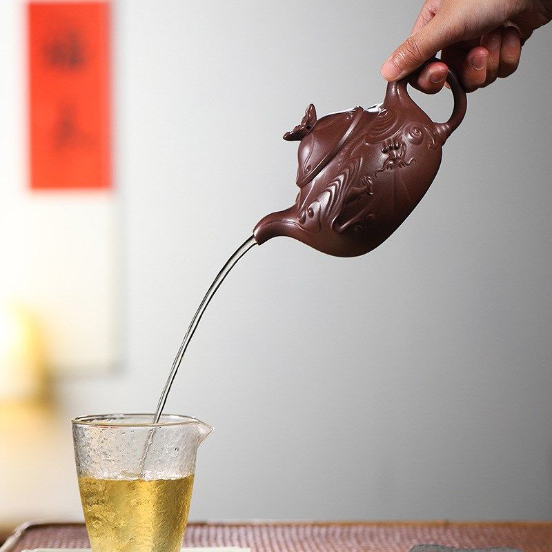 宜兴名家紫砂壶纯手工云龙茶壶原矿紫泥大容量350cc泡茶壶茶具壶