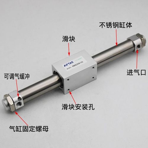 亚德客16LB无杆气缸带导轨RMH10X0X5X50X100X150X00X50X300SA