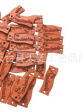 电艺商促木质咖啡色handade波销浪木VXY牌 手工工品装饰木质标m牌