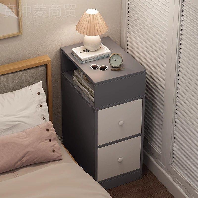 简易床头柜子小型窄小简BSY约租卧室家出屋置用物架实木床边色柜