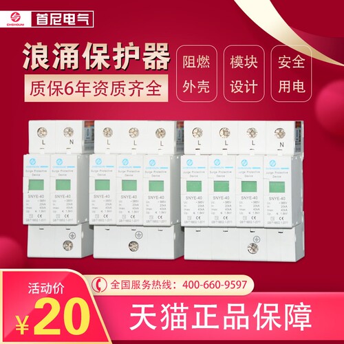 浪涌保护器 2P3P4P防雷器20KA40KA60KA80KA二级电涌防雷器避雷器