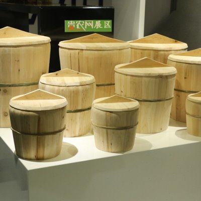 贵州木制蒸饭桶餐具笼架提锅竹制蒸笼饭甑子饭团大木桶传统竹编