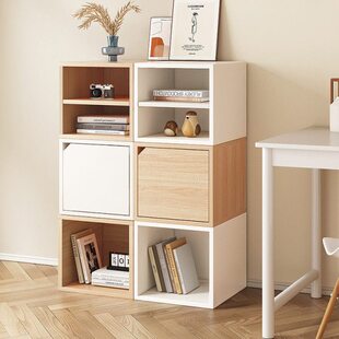 桌子上放的置物架格子柜自由组合迷你书架落地带门小型桌面小柜子