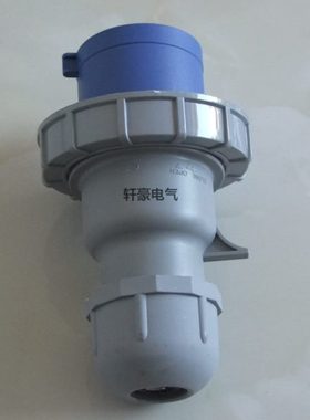 轩豪 250V 32A船用工业防水插头 IEC60309-1/2蓝色  单相三极插头