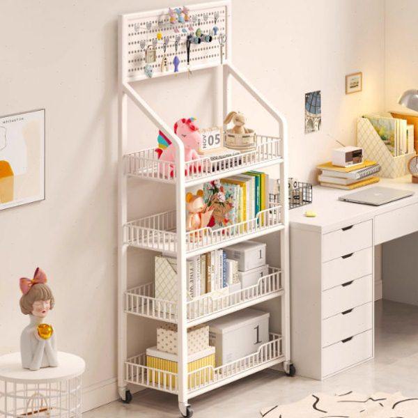 书架小推车置物架落地多层书桌旁带轮可移动简易儿童铁艺收纳架子,收纳整理,书桌收纳置物架,淘宝优惠券,粉丝福利购,淘宝优惠卷