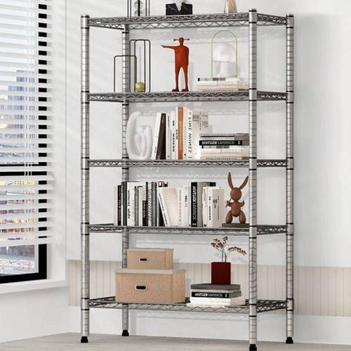 不锈钢色厨房置物架五层收纳架阳台杂物架多层货架花架落地整理