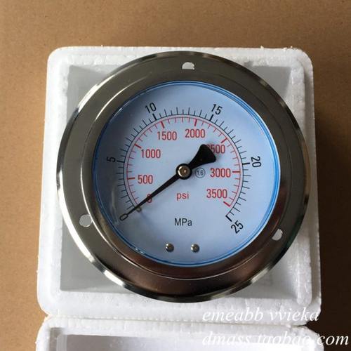 压力表0-25mpa双刻度3500psi轴向气压表100mm表盘带边螺纹M20*1.5