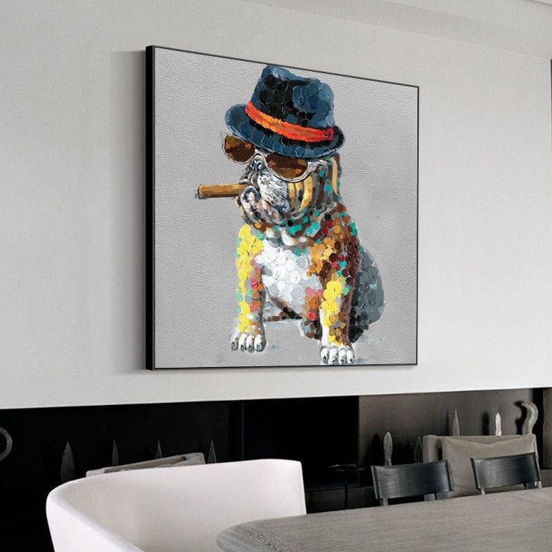 手绘油画 画法犬动物狗儿童房挂画 画客厅饭厅背景墙装饰画 画轻,家居饰品,油画,淘宝优惠券,粉丝福利购,淘宝优惠卷