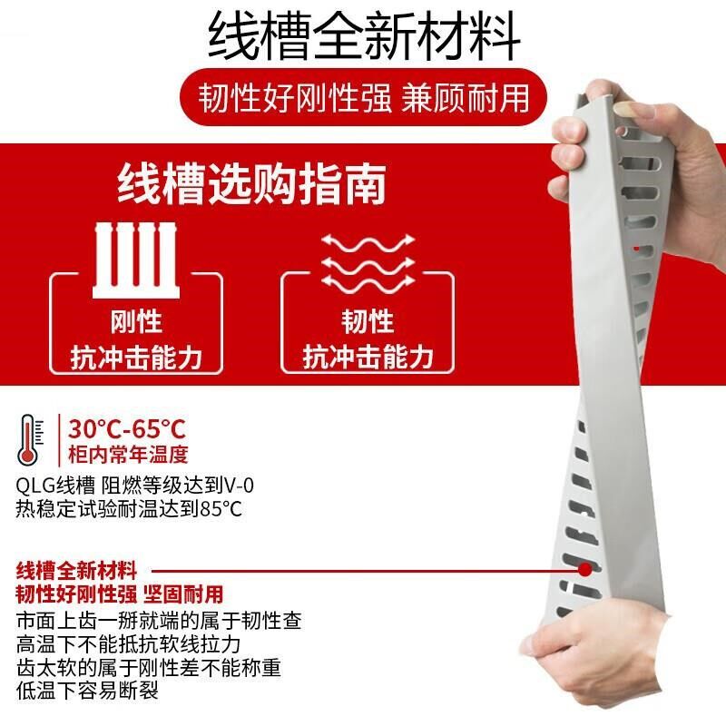 铸固 PVC机柜走线槽 明装工业配电柜线槽齿形线槽理线器 高80mm*