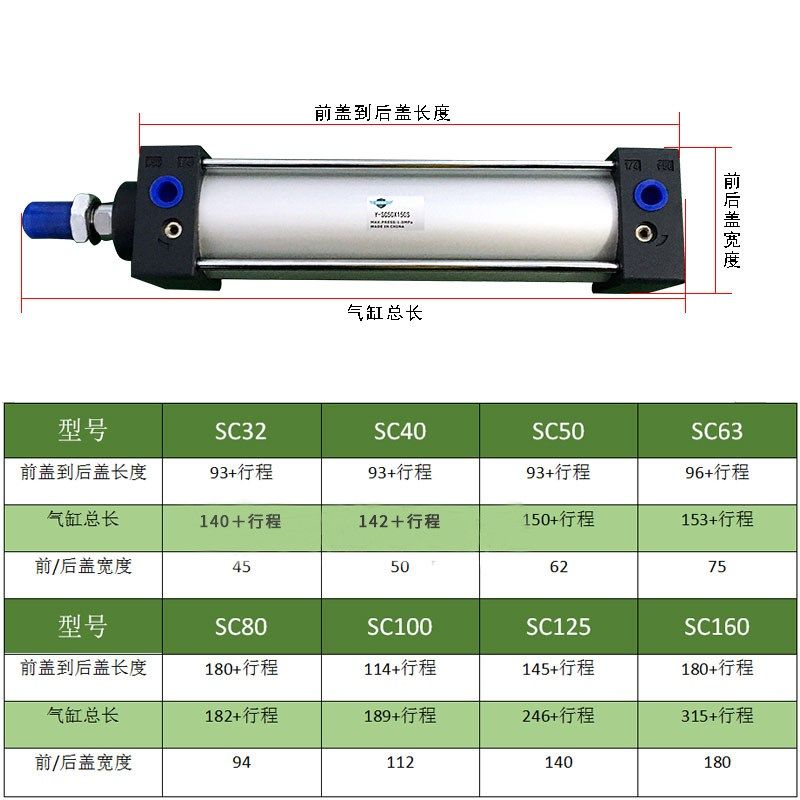 行程可调气缸 标准气缸 SC40X800S SC40X30S 带磁