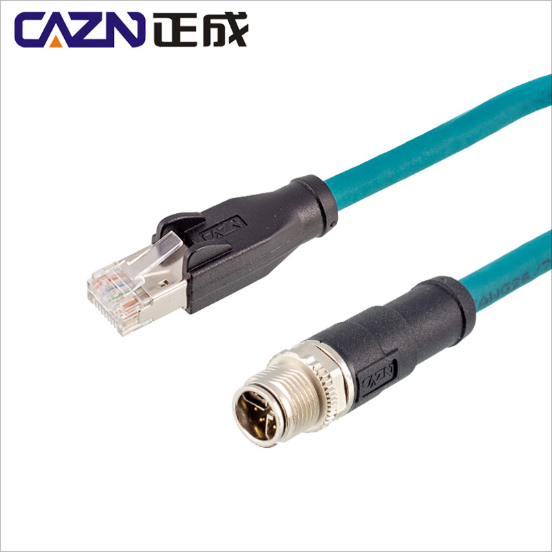 M12转RJ45康耐视8芯X型工业相机超柔F传感器连接R线 8针M12网线千