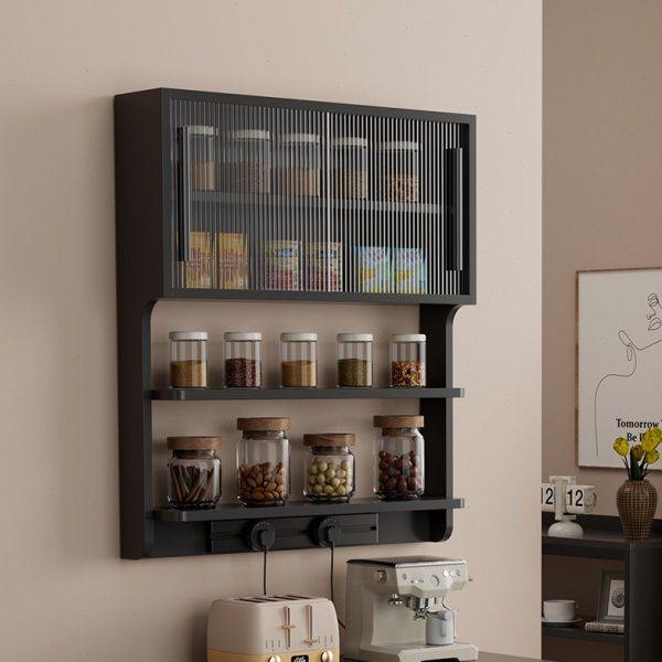 简约厨房吊柜墙壁柜餐厅收纳储物柜墙上置物架壁挂式悬浮柜一体柜