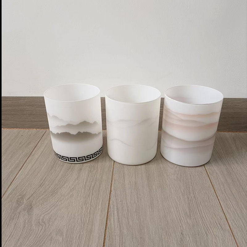 直筒玻璃磨砂灯罩新中式吊灯壁y灯印花灯罩E27螺口创意时尚新款