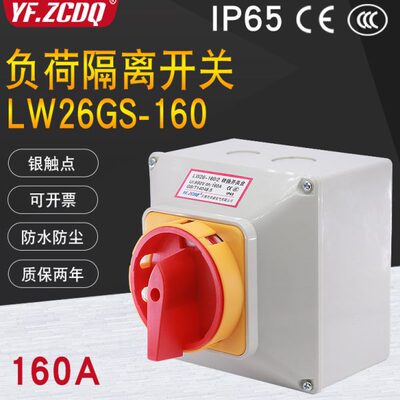 负荷隔离开关LW26GS-160/2带防水盒主控380V电源切断负载断路160A