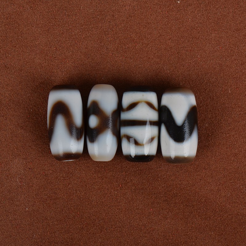 臧传老料玛瑙g天珠桶珠配珠锁骨手链配饰坦诚三眼虎牙水纹20*10m