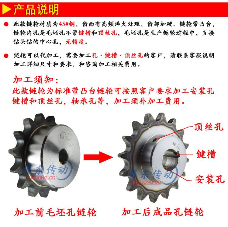 链轮 45号钢链轮12A10齿-30齿 6B分单排链条齿轮链轮15 20 25 28