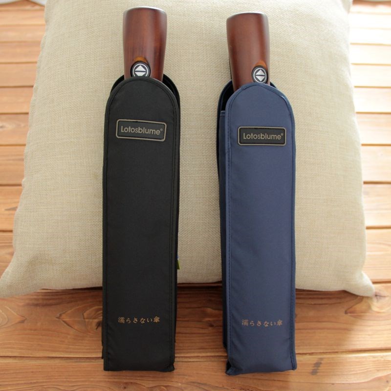 高档男士商务雨伞三折自动开收伞出口德国高档R木柄伞双人高尔夫