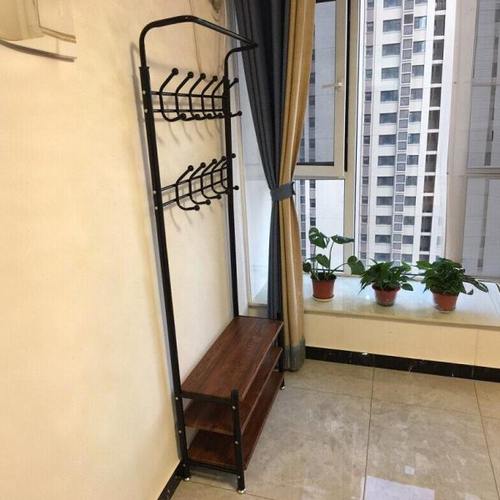 衣帽架落地门厅卧室门口换鞋简约现代鞋架挂衣架一体简易衣服晾晒