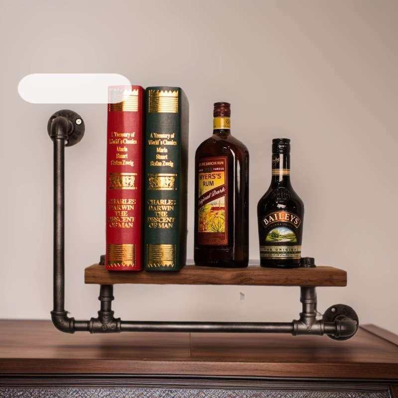 复古风壁挂架 美式工业风水管置物架浴室毛巾架墙上装饰书架层架