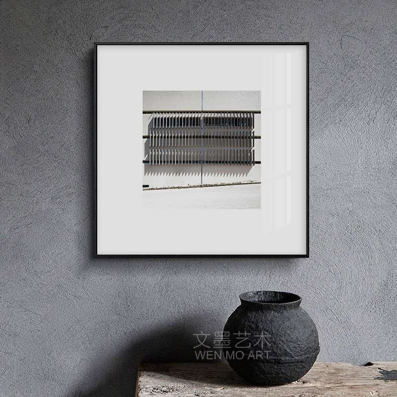 现代轻奢黑白照片装饰画卧室床头玄关壁画沙发背景建筑小挂画组合图片