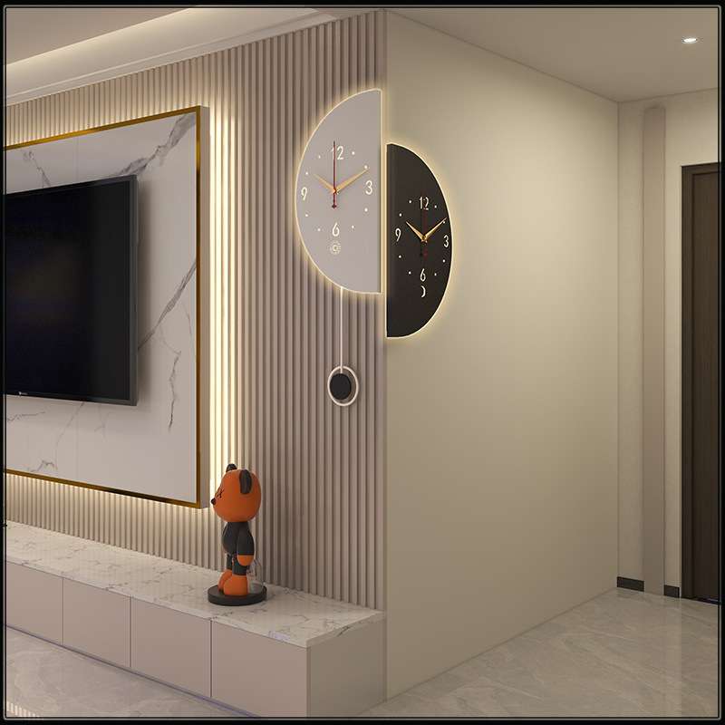 2025新款现代双面转角时钟拐角挂表客厅挂钟新款挂墙家用简约钟表