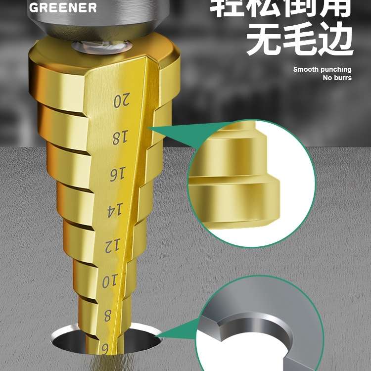 绿林锯齿宝塔钻头套装打孔开孔器扩孔木工神器金属木板不锈钢仅涂