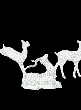 不锈钢镂空发光梅花鹿雕塑室外钢丝动物定制创意草坪景观小品摆件