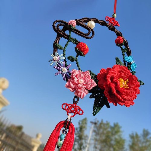 【国色天香】大唐牡丹中国结 古风艺术手工绳diy墙面玄关装饰挂件