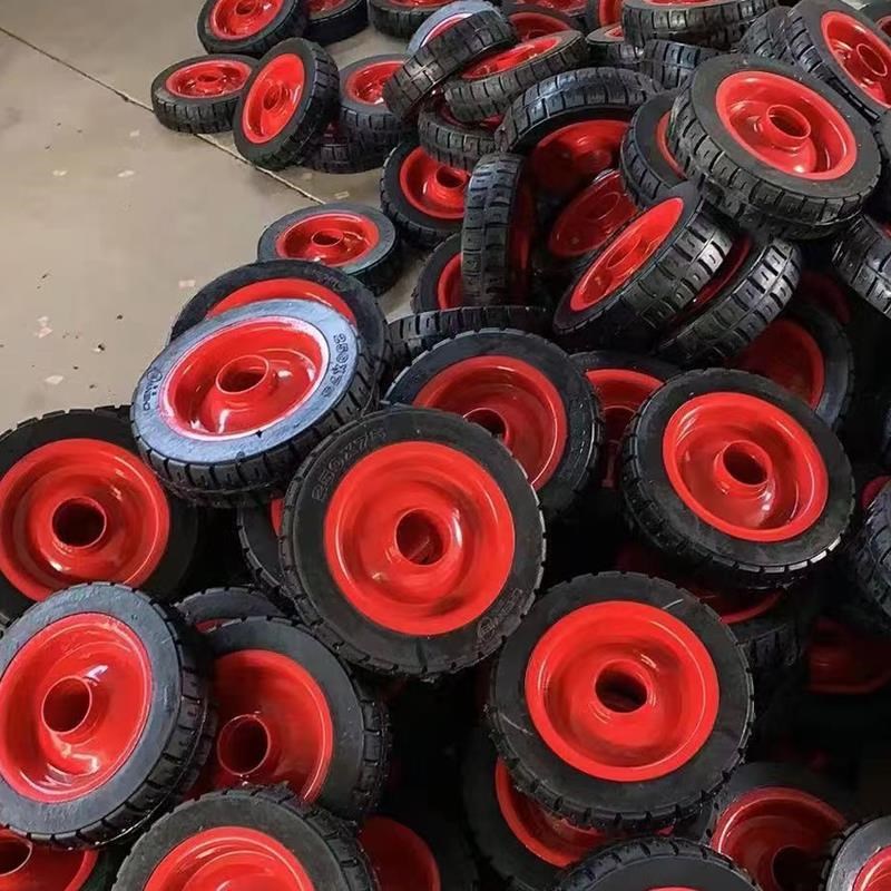 万向轮工地电动三轮车配件灰斗车翻斗车防扎耐磨实心转向轮含轴承