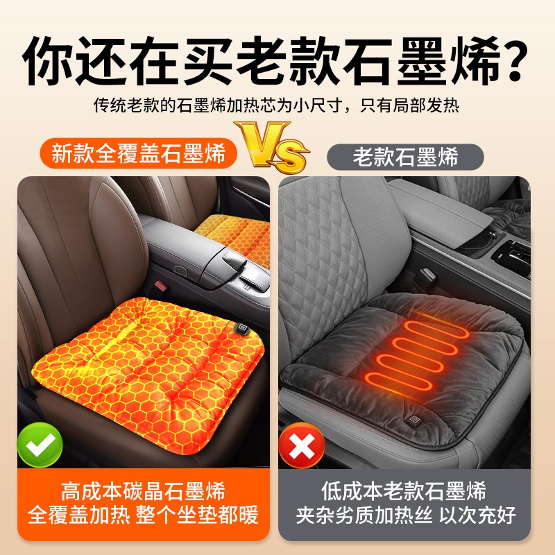 石墨烯汽车加热坐垫家用车内冬季保暖加厚毛绒usb车载座椅垫单片