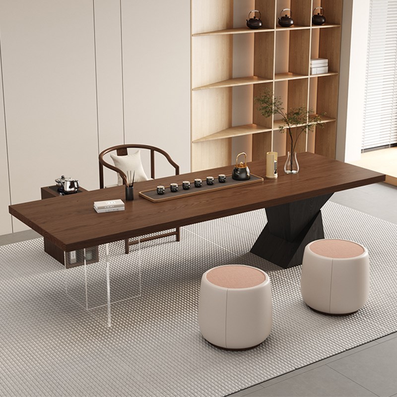 实木茶桌椅组合后现代简约轻奢办公室亚克力大板家用泡茶台高级感