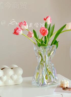 感形花瓶SYU简透明玻璃客厅桌面插花水养饰摆件不规则创装意异约