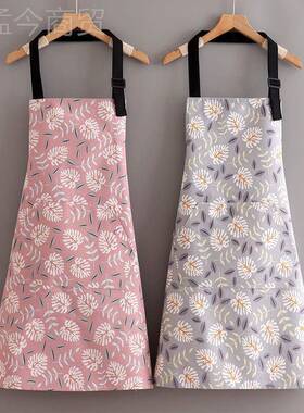 202新2款围棉裙夏季纯帆厨房做饭透气年轻可爱布春BLJ夏围腰薄款