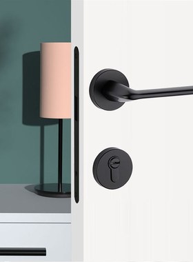 ANIM现代极简黑色分体锁房门简约室内门锁磁吸静W音卧室门把手