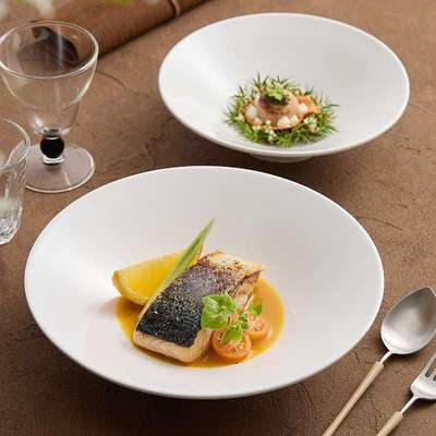 斗笠碗拉面喇叭日式商用意境菜餐具陶瓷大号大口宽口浅底冷面斗碗