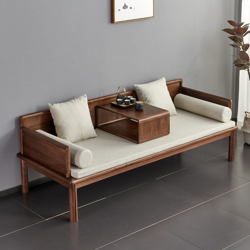 三马家具 闲庭罗汉床 北美黑胡桃木罗汉床茶室实木床榻新中式沙发