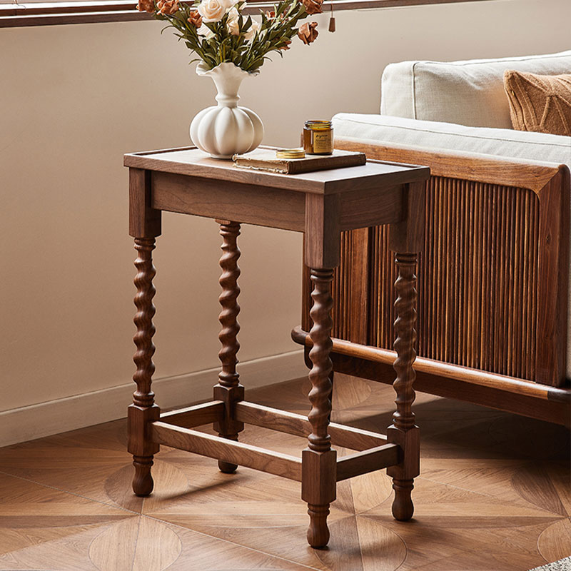 传匠木作“朵可丽角几”北美黑胡桃木法式小茶几边几沙发侧边柜