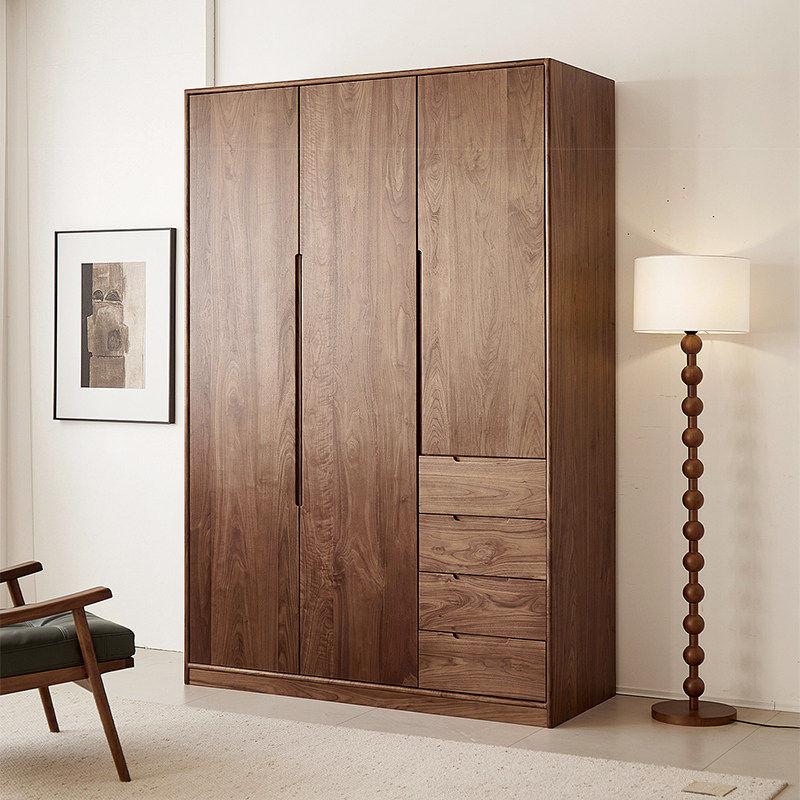 三马家具“忘尘衣柜”北美黑胡桃木实木衣柜宋式美学新中式衣橱