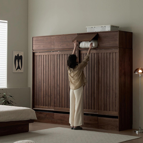 三马家具 歼影衣柜 北美黑胡桃木储物柜家用新中式衣柜卧室美式