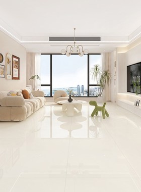 佛山天鹅绒奶油白瓷砖750x1500客厅卧室亮光地板砖暖黄色素色地砖